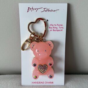 NWT - Betsey Johnson Pink Bear Handbag Charm and Keychain